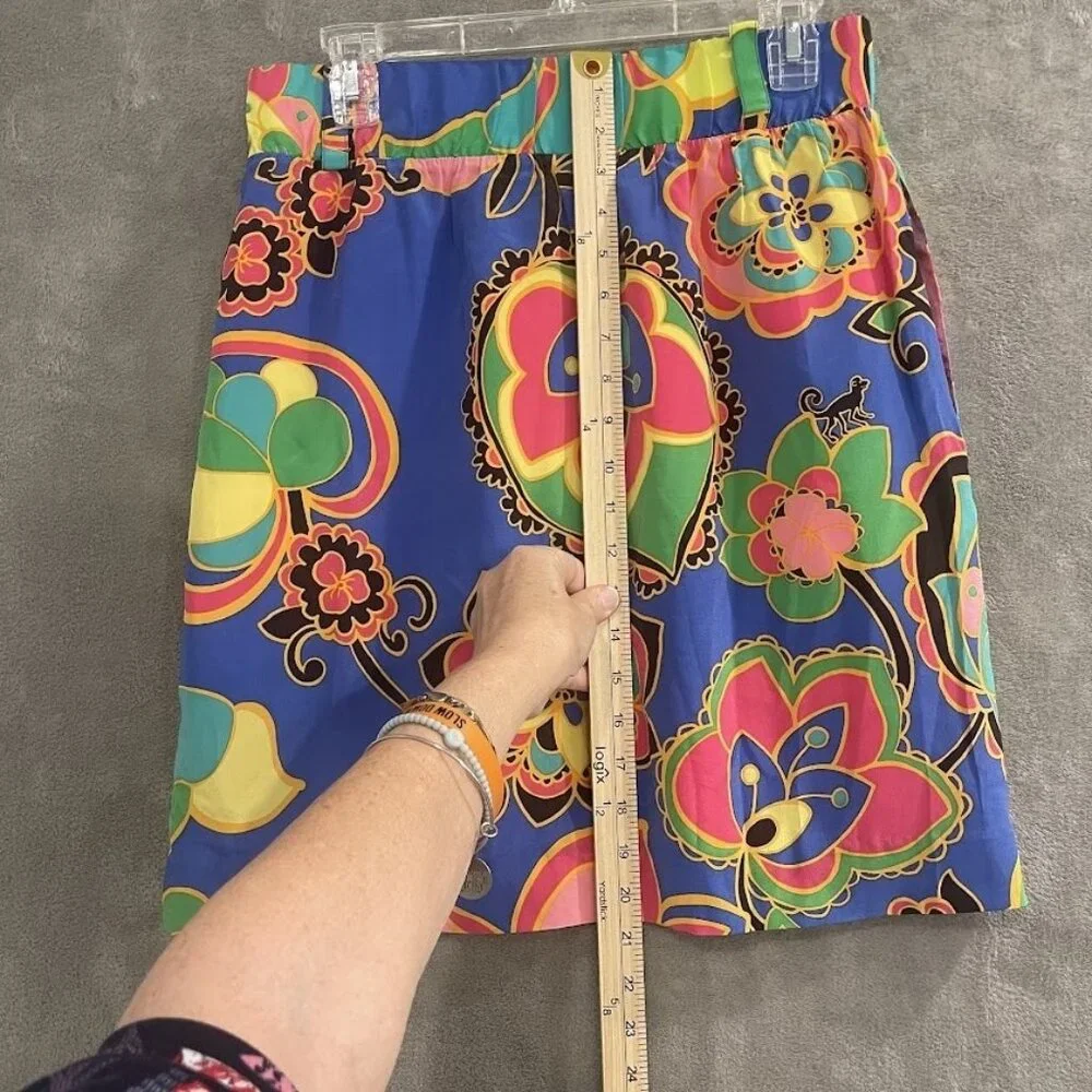 Lilly Pulitzer Skirt Womens Medium Silk Lined Floral Print Pockets 16347‎